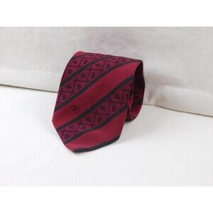 Valentino Cravatte‎ 100% Silk Tie Red Background striped Green Made In Italy